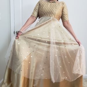 Gold sequinned gown maxi party/wedding wear dress